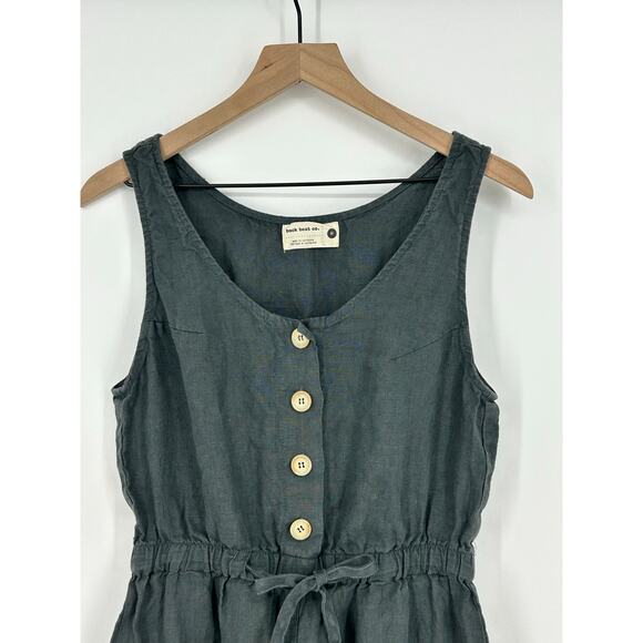 Back Beat Co Linen Blend Cargo Jumpsuit Deep teal  Utility Lounge Coastal Size M - Picture 6 of 9